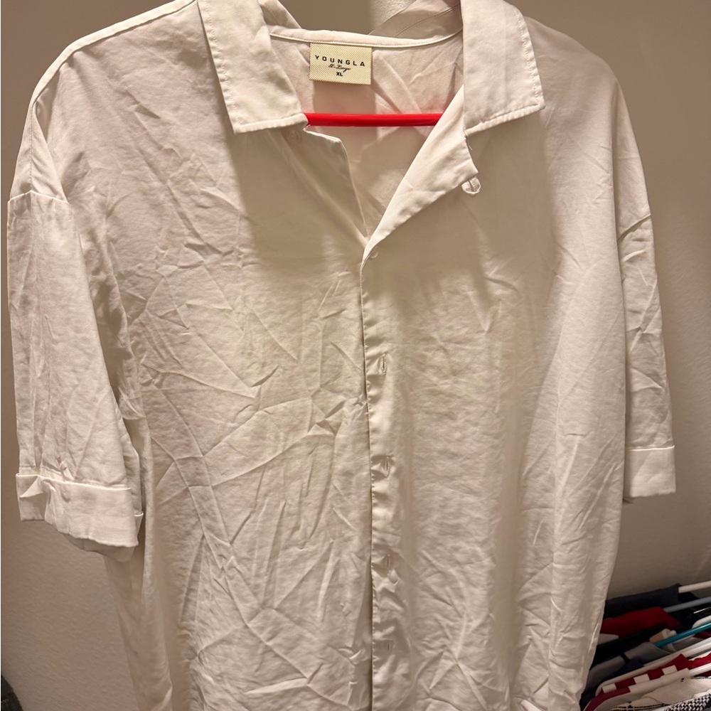 YoungLA White Casual Button Down Shirt